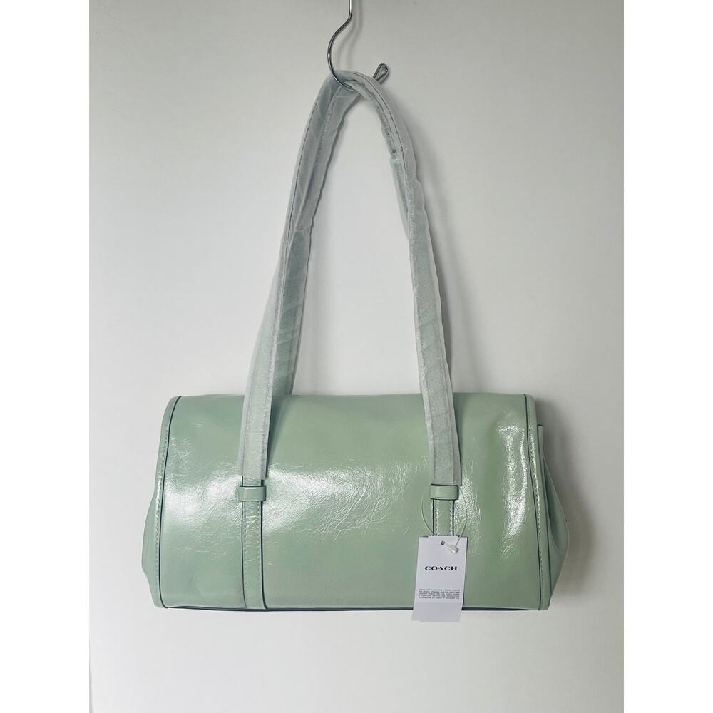 Coach Bridget Flap Shoulder Bag With Bows Light Pistachio Crinkle Leather CDY94 - Picture 2 of 16